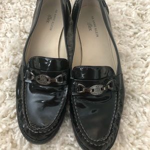 Anne Klein Black Patent Leather Loafers Size 10